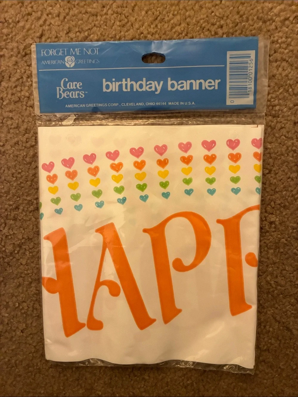 1980s American Greetings Care Bears Birthday Banner